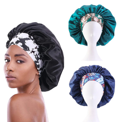 6 Pack Hair Bonnets for Women, Satin Hair Bonnet for Sleeping, Silk Bonnet for Curly Hair, Satin Bonnet for Black Women Big Capacity