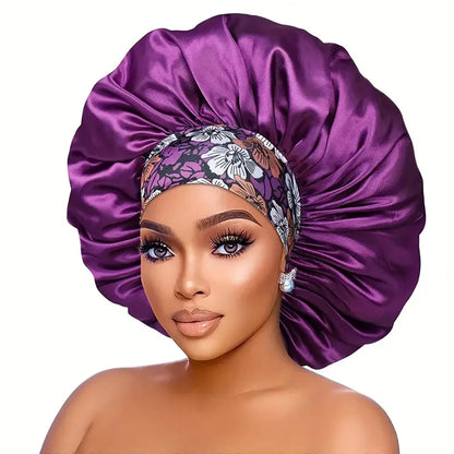 6 Pack Hair Bonnets for Women, Satin Hair Bonnet for Sleeping, Silk Bonnet for Curly Hair, Satin Bonnet for Black Women Big Capacity