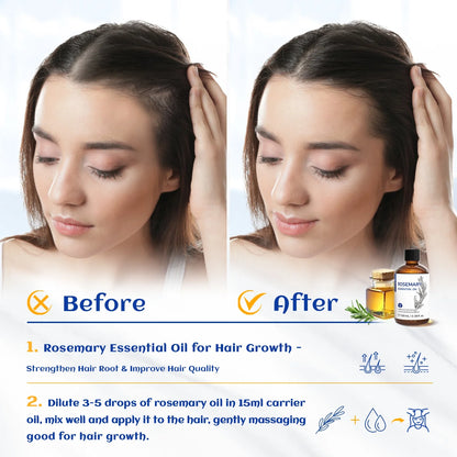 Rosemary Essential Oil for Hair Care, Diffuser, Massage, Add to Shampoo, Conditioner-100Ml