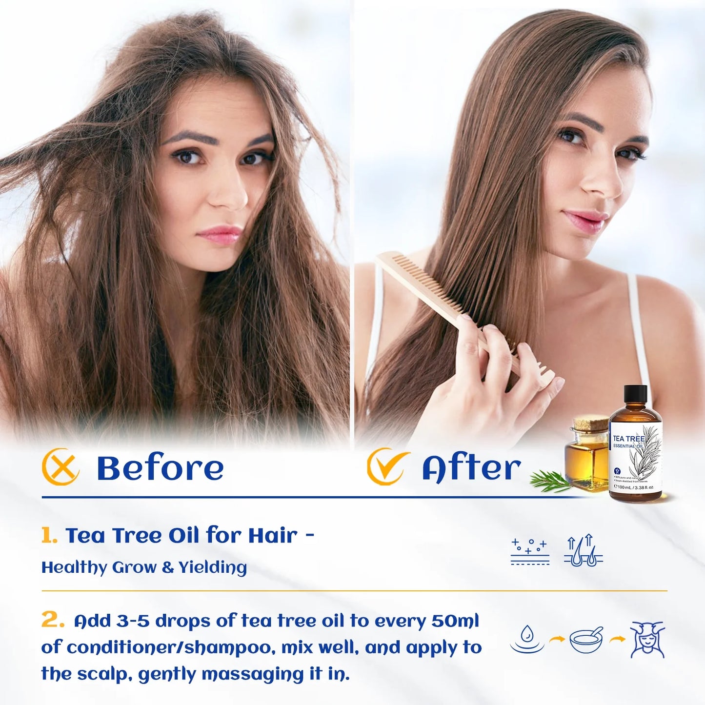 Tea Tree Essential Oil, Premium Pure Natural, for Skin, Hair, Bath, Diffuser, Purifier-100Ml