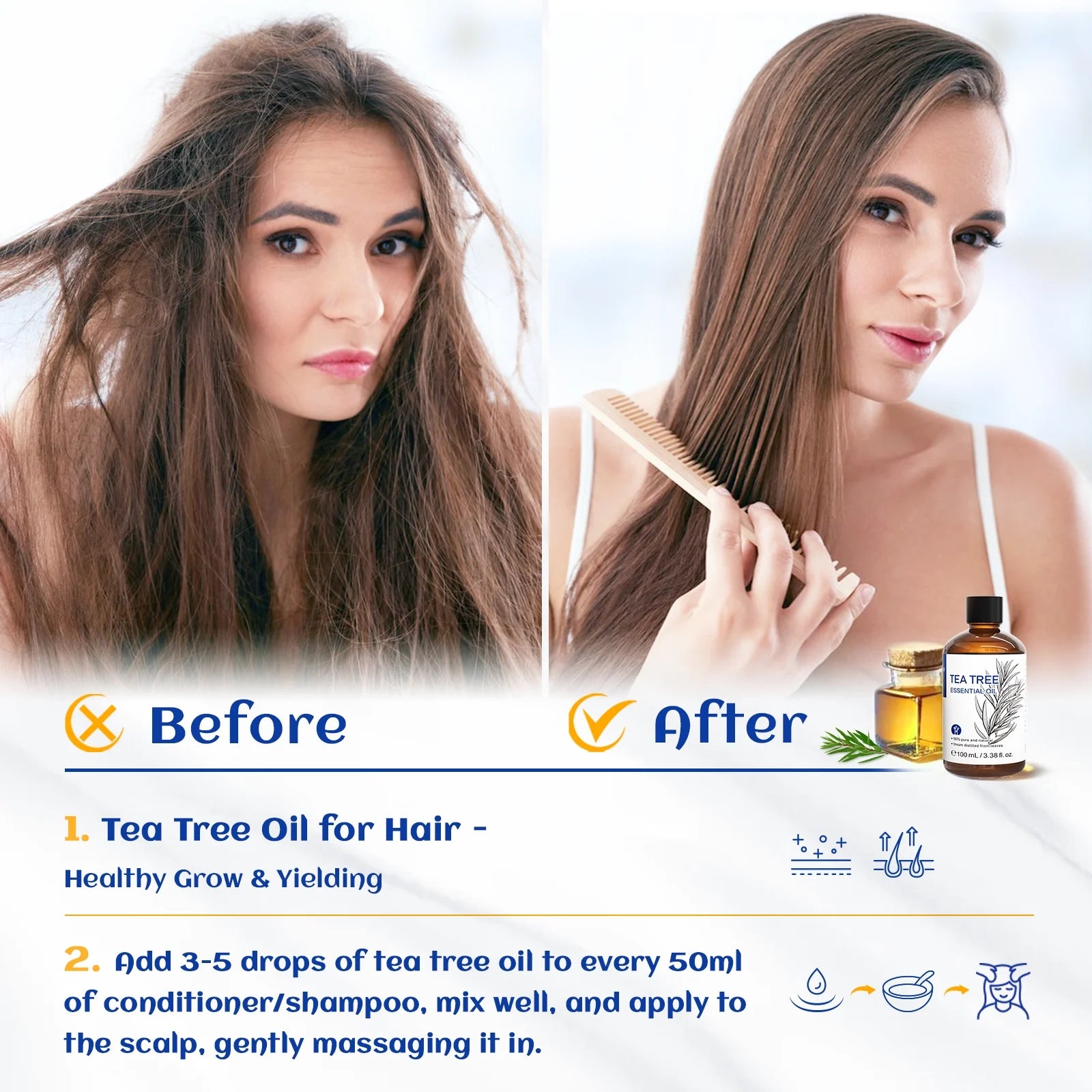 Tea Tree Essential Oil, Premium Pure Natural, for Skin, Hair, Bath, Diffuser, Purifier-100Ml