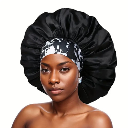 6 Pack Hair Bonnets for Women, Satin Hair Bonnet for Sleeping, Silk Bonnet for Curly Hair, Satin Bonnet for Black Women Big Capacity
