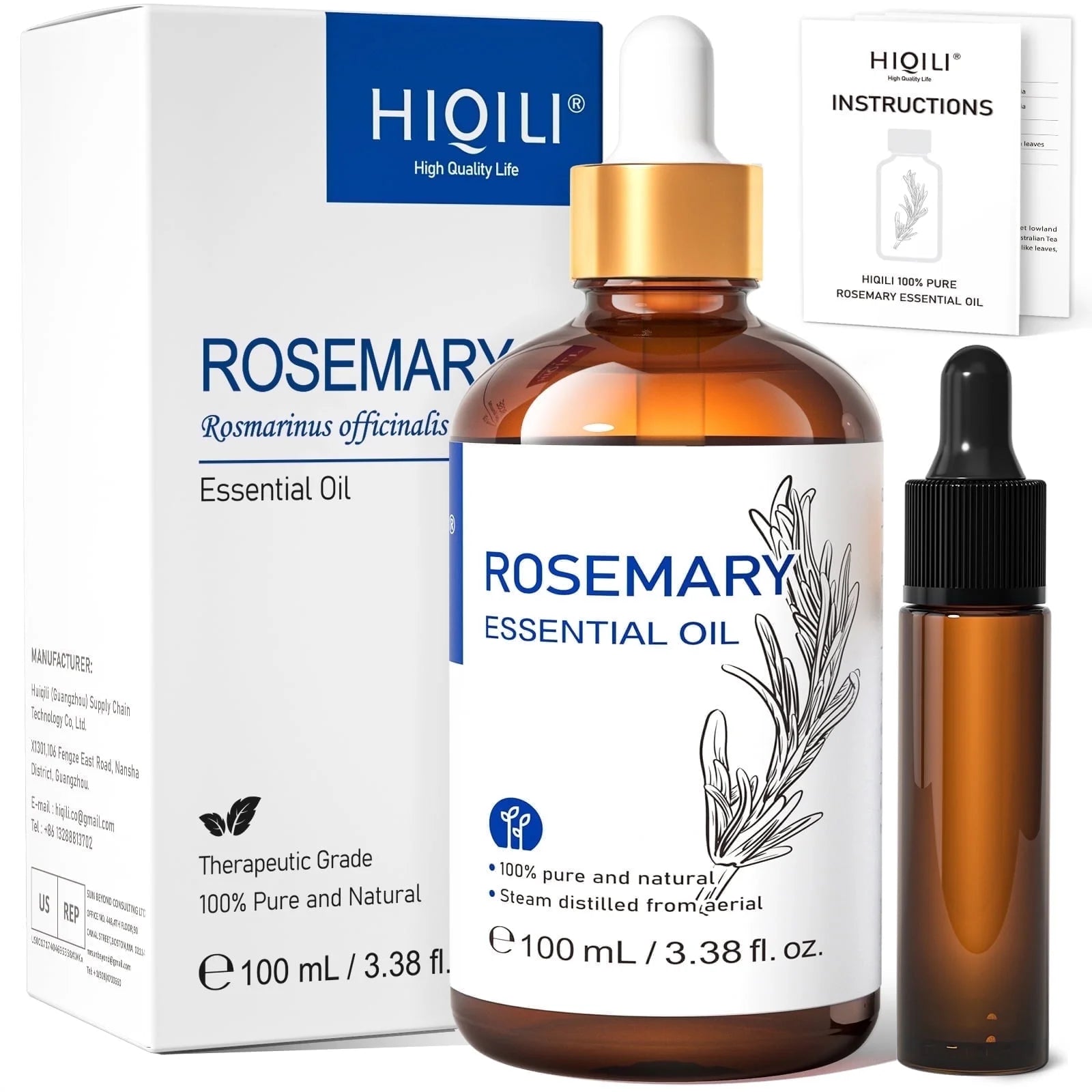 Rosemary Essential Oil for Hair Care, Diffuser, Massage, Add to Shampoo, Conditioner-100Ml