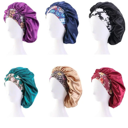 6 Pack Hair Bonnets for Women, Satin Hair Bonnet for Sleeping, Silk Bonnet for Curly Hair, Satin Bonnet for Black Women Big Capacity