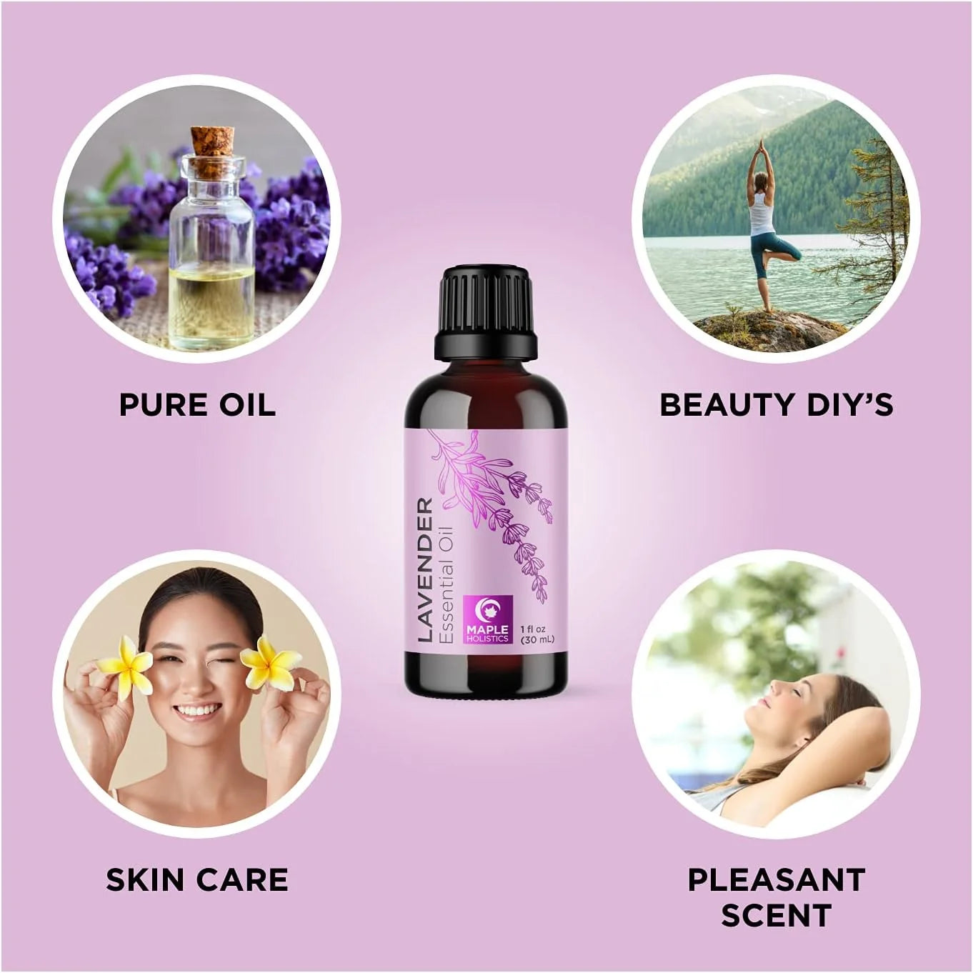 Pure Lavender Essential Oil - Premium Lavender Essential Oil for Hair Skin and Nails - Aromatherapy Lavender Oil for Diffusers Humidifiers and Linens plus Natural Bath Oil for Home Spa Self Care